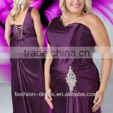 2013 Sexy Fuchsia One-Shoulder Fat Woman Prom Gown