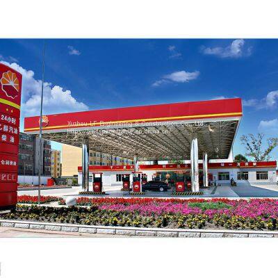 LF space frame gas fuel filling station canopy