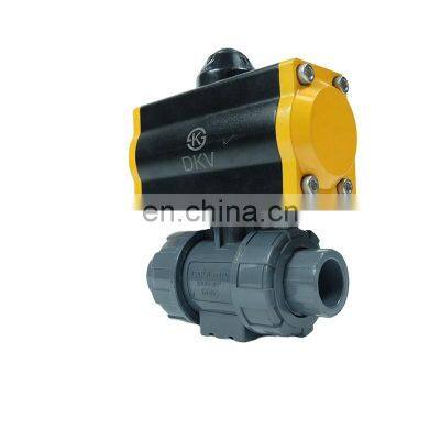 one way pneumatic valve triple union plastic 3 way pvc pneumatic ball valve for water air