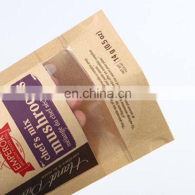 2021 High Quality Agricultural By-product Stand up Food Bags Pouches Flexible Packaging Craft Paper Coffee Bag With Window photo-2