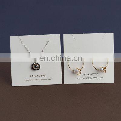 PandaSew 8x8cm or 6x6cm White Custom Logo Printed Jewelry Holder Earring Necklace Display Packaging Cards Jewelry Tags photo-3