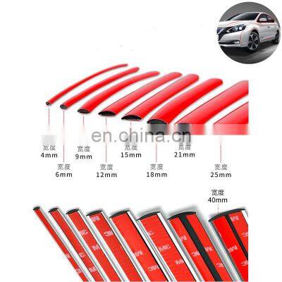 2021 hot sale car bumper red decorative strip thickened PVC material anti-scratch car exterior parts