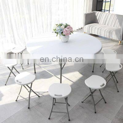 Portable white Round Dining room Table outdoor camping wedding party hire plastic folding portable picnic table