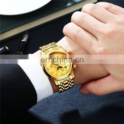 Luxury High-end Top Grade Classical Men's Mechanical Stainless Steel 22k Gold Watch photo-5