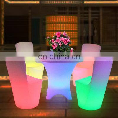 Waterproof Rechargeable 16 RGB Color Bar Chair Adjustable Wedding Patio LED Table Set for Outdoor Event Party