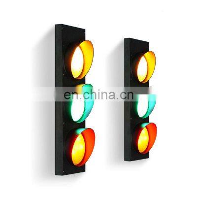 Industrial style retro creative bar restaurant traffic light Iron glass LED indoor decorative traffic signal wall lamp