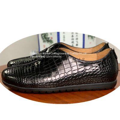Crocodile Leather Shoes Men's Autumn Tide Shoes Fashion All-Match Wear-Resistant Leather Slip-On Casual Shoes Over-The-Foot Shoes Single Shoes photo-3