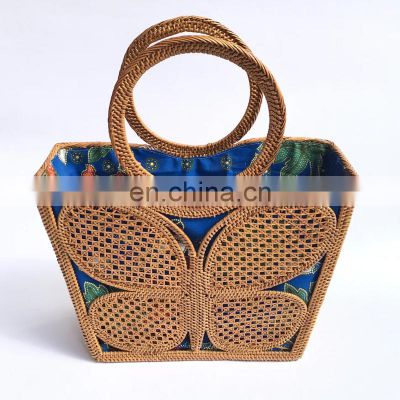 New Design Butterfly Rattan HandBag Beach Vacation Handmade Tote bag