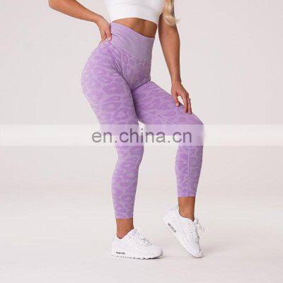 Seamless High Waist Leopard Printing Yoga Leggings Women's Gym Sports Wear Pants Animal Print Female Training Tights