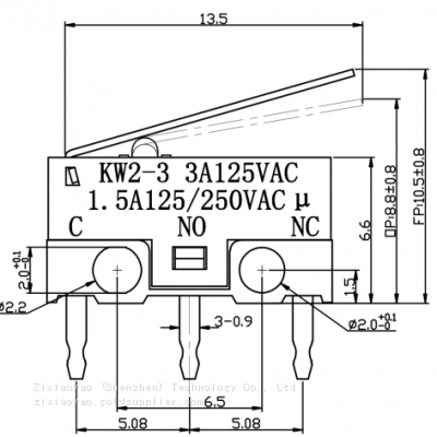 High Lifespan KW2-3 Series KW2-3-02P-30-5 Micro Switch Long Handle Small Micro Action photo-2