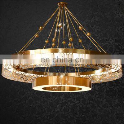 Big mosque two layer gold islamic project chandelier church masjid chandelier light