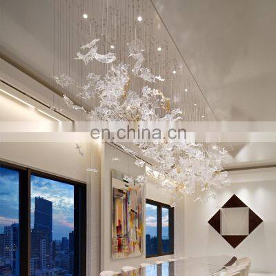 Modern design customized decoration project big hotel lobby glass chandelier