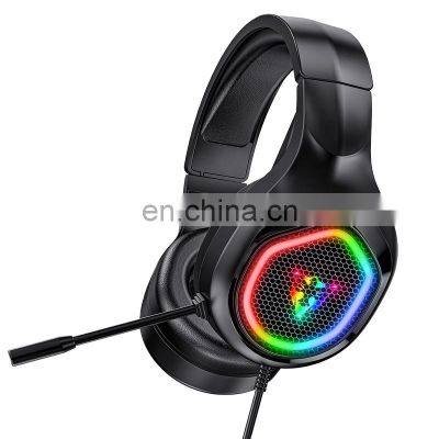 Wholesale USB Plug Stereo Sound Virtual Led Light Wired Gaming Headphone Headsets with Mic for playing games music enjoy Gaming