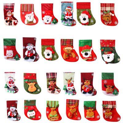 Luxury Christmas Decorations Tree Pendants Stocking Bag Stuffers Glitter Christmas Stocking Decoration for Christmas Tree