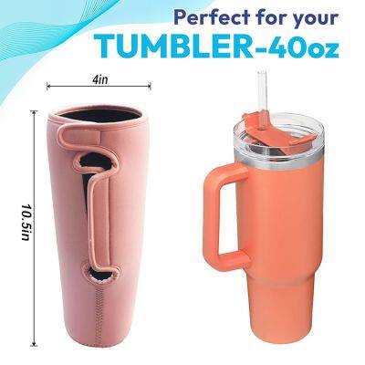 Custom Logo Color Water Bottle Tumbler Sleeve Large Size Neoprene 40OZ Cup Tumbler Carrier Bag photo-3