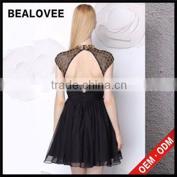 Factory Price New Arrival Ladies Diamond Black 100% Handmade Ladies Mini Women Summer Long Cotton Dresses photo-5