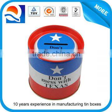 Round coin bank tin