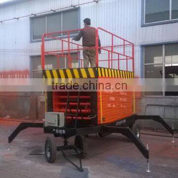 mobile scissor lift table/four wheels mobile scissor electric lift platform / hydraulic aerial work platform