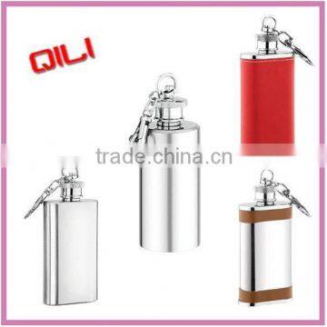 2oz Wine Stainless Steel Round and Squre and Leather Hip Flask photo-1
