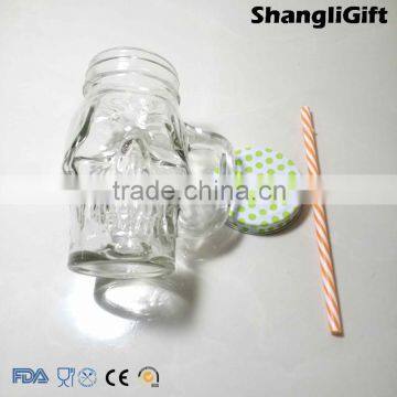 480ml Skulled Glass Mason Jar Hot Sale Glass Cup For Cool Drinking                        
                                                Quality Choice