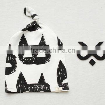 Breathable Kids Hat Boutique Cotton Cartoon Tied Angle Newborn Baby Cap For 0-2 Years In Stock photo-3