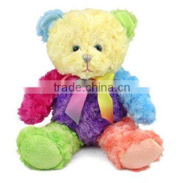 2016 NEW DESIN PLUSH RAINBOW TEDDY BEAR, RAINBOW COLOR PLUSH BEAR TOY FOR HOT SALE