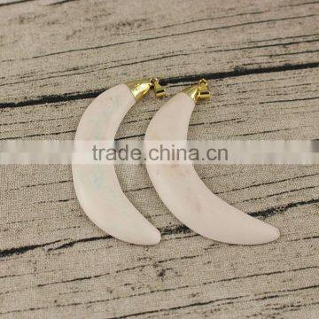 JF6931 New Hand Carved Natural Cream Bone Crescent Pendants,Ivory Moon Pendants