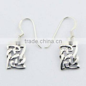 Celtic Knot Openwork 925 Silver Dangler Earrings