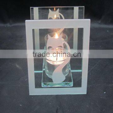 2016 Cheapest Wholesale Fox Design Clear Glass Candle Holder photo-2
