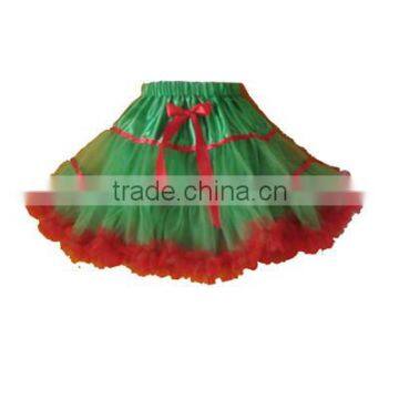 2016 popular Christmas red&green tutus for girls, layers fluffy kids petticoat,wholesale chiffon lace pettiskirts