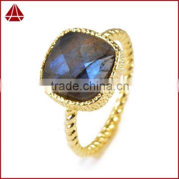 Rose Cut Labradorite Gold Gemstone Ring