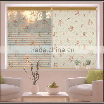 Home Decoration Double Layer Fabric Motorized Shangri-la Blinds for Windows blackout fabric