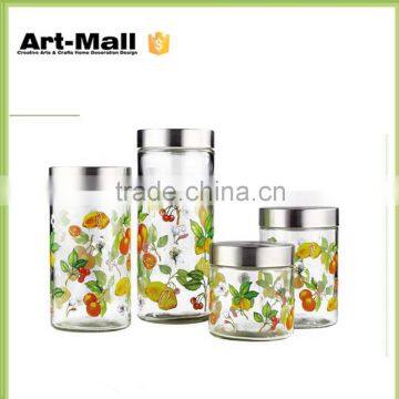 Latest design made in china new style recycled glass jars with bamboo lids