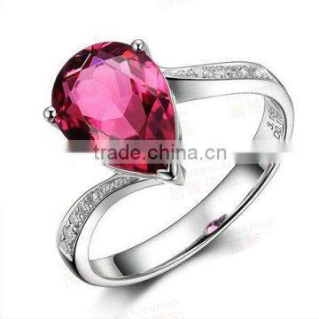 18K White Gold Plated Ruby Engagement Ring FQ-9061