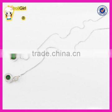 Best Sell Green Color cz Crystal Earrings Silver Long Chain Emerald Threader Earrings photo-4
