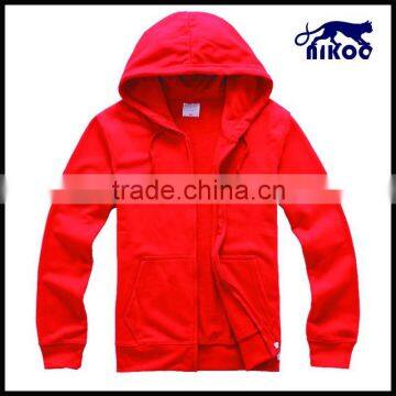 2015 new unique pure collar design red hoodies with zipper