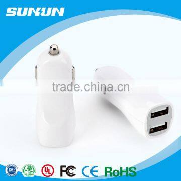 Long use life PC material Dual USB charger 2.4A with smart IC control car charger