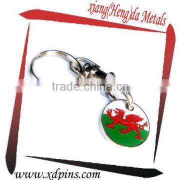 Metal shopping trolley cart token cion keychain keyrings