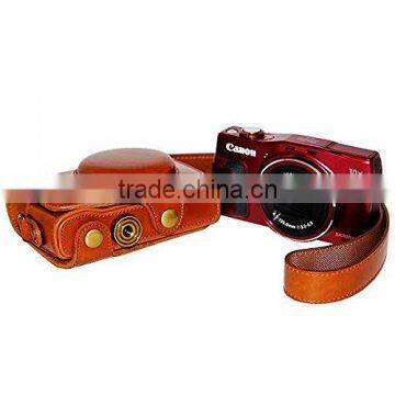 Brown PU Leather Digital Camera Case Bag Cover With Shoulder Strap photo-2