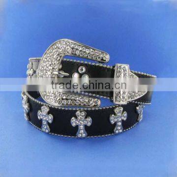 Wholesale Women's Cross Rhinestone Leather Belt