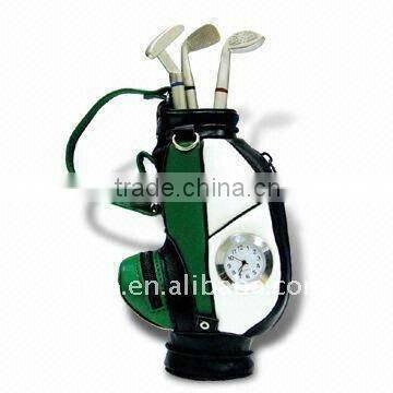 Leather golf pen set with clock for promotion