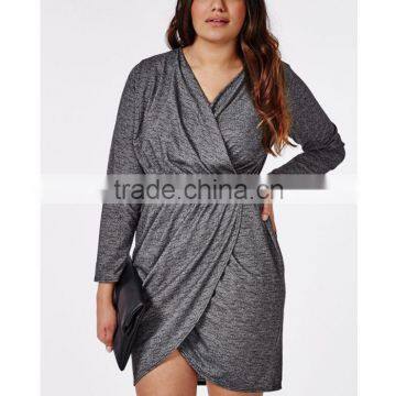 Best Selling Girls Wholesale Plus Size Jersey Wrap Dress Grey Marl photo-3