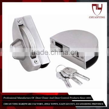 China Commercial Frameless Sliding Glass Door Push Lock With 3 Key