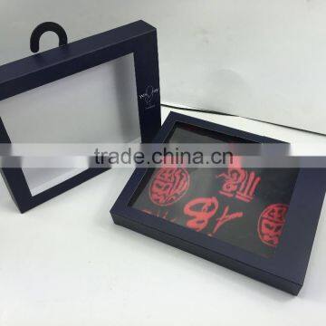 Dark Blue Scarf Gift Drawer Box With PVC Window Packing Box                        
                                                Quality Choice