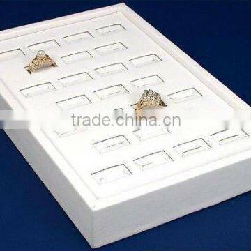 25 Slot White Faux Leather jewellery ring trays