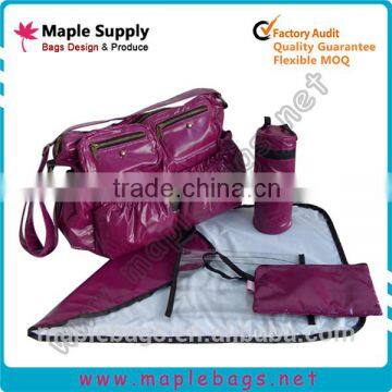 Purple designer leather diaper bags