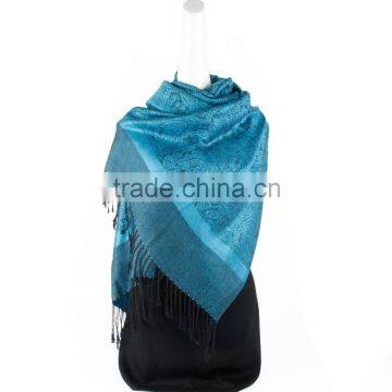 Fashion Reversible colors pashmina 70 cashmere 30 silk Paisley Jaquard