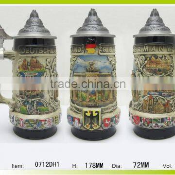 hot sale and new designed hand painted ceramic beer mug with lid