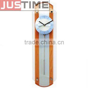 Glass wooden pendulum wall clock