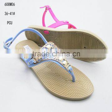 Factory supply stylish women PCU clip-toe sandals 2016